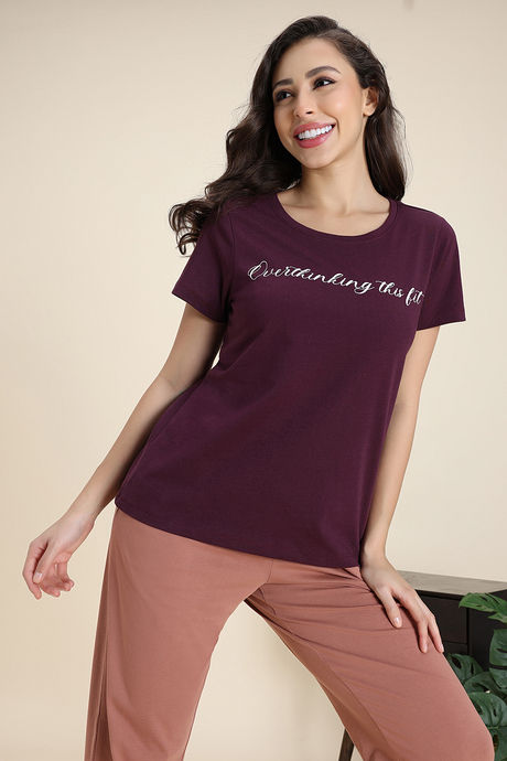 Zivame Knit Cotton Loungewear Top - Fig — image 2