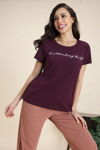 Zivame Knit Cotton Loungewear Top - Fig — thumbnail 2
