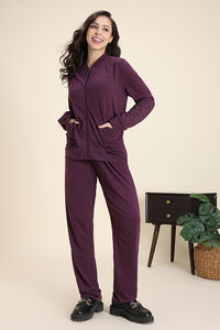 Zivame 2 Mile Fashion Knit Cotton Loungewear Set - Fig — thumbnail 4