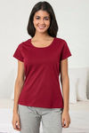 Zivame Lazy Days Knit Cotton Top - Maroon — thumbnail 2