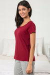 Zivame Lazy Days Knit Cotton Top - Maroon — thumbnail 5