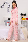 Zivame X Disney Mickey Mouse Knit Cotton Pyjama Set - Pink N Print — thumbnail 2