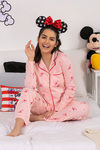 Zivame X Disney Mickey Mouse Knit Cotton Pyjama Set - Pink N Print — thumbnail 4