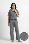 Zivame Knit Cotton Loungewear Set - Monument — thumbnail 1