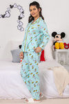 Zivame X Disney Mickey Mouse Knit Cotton Pyjama Set - Blue N Print — thumbnail 2