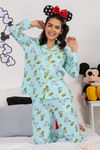 Zivame X Disney Mickey Mouse Knit Cotton Pyjama Set - Blue N Print — thumbnail 4