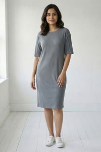Zivame Knit Cotton Loungewear Dress - Monument — thumbnail 3