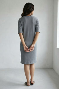 Zivame Knit Cotton Loungewear Dress - Monument — thumbnail 4