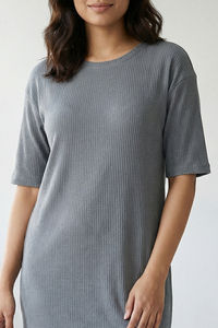 Zivame Knit Cotton Loungewear Dress - Monument — thumbnail 8