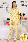 Zivame X Disney Pluto Knit Cotton Pyjama Set - Yellow N Print — thumbnail 1