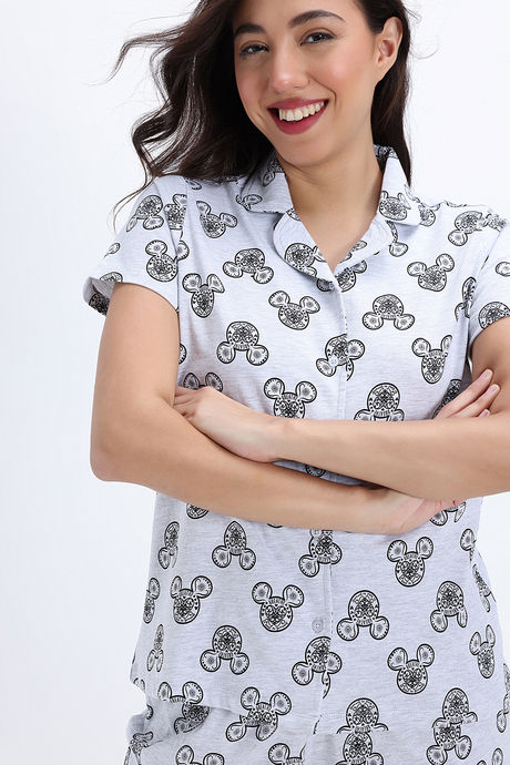 Zivame Mickey and Friends Knit Cotton Pyjama Set - BrightWhite — image 6
