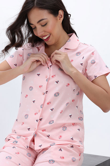 Zivame Knit Cotton Pyjama Set - Crystal Rose — image 5