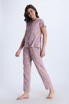 Zivame Knit Cotton Pyjama Set - Deauville Mauve — thumbnail 3
