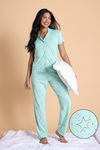 Zivame Knit Cotton Pyjama Set  - Mist Green — thumbnail 1