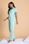 Zivame Knit Cotton Pyjama Set  - Mist Green — thumbnail 2