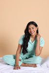 Zivame Knit Cotton Pyjama Set  - Mist Green — thumbnail 4