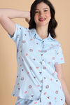 Zivame Knit Cotton Pyjama Set - Nantucket Breeze — thumbnail 5