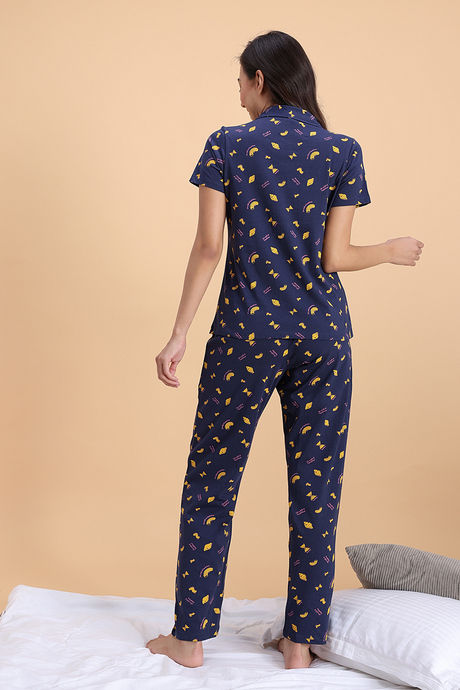 Zivame Knit Cotton Pyjama Set - Naval Academy — image 3