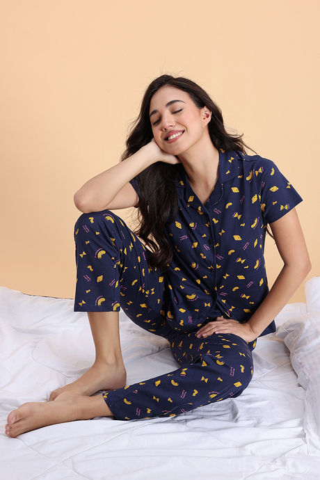 Zivame Knit Cotton Pyjama Set - Naval Academy — image 4