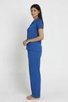 Zivame Knit Cotton Pyjama Set - Navy Peony — thumbnail 2