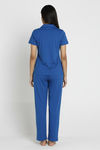 Zivame Knit Cotton Pyjama Set - Navy Peony — thumbnail 3