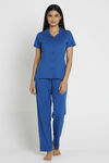 Zivame Knit Cotton Pyjama Set - Navy Peony — thumbnail 4