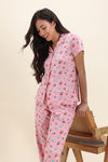 Zivame Farm Lore Knit Cotton Pyjama Set - Peony Pink — thumbnail 4
