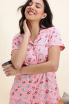 Zivame Farm Lore Knit Cotton Pyjama Set - Peony Pink — thumbnail 5