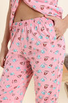 Zivame Farm Lore Knit Cotton Pyjama Set - Peony Pink — thumbnail 6