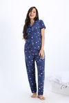 Zivame Knit Cotton Pyjama Set - True Navy — thumbnail 2