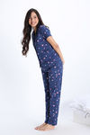 Zivame Knit Cotton Pyjama Set - True Navy — thumbnail 3