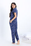 Zivame Knit Cotton Pyjama Set - True Navy — thumbnail 4