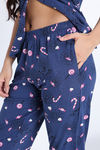 Zivame Knit Cotton Pyjama Set - True Navy — thumbnail 6