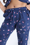 Zivame Knit Cotton Pyjama Set - True Navy — thumbnail 7