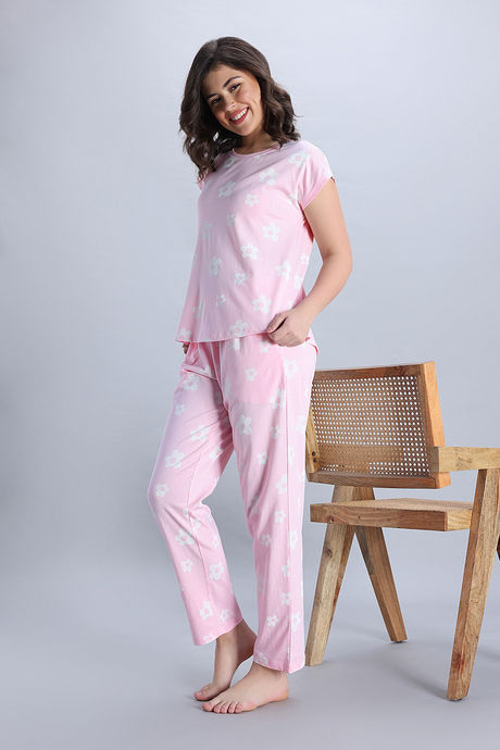 Zivame Knit Cotton Pyjama Set - Blushing Bride — image 2