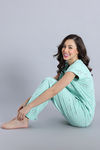 Zivame Starry Whisper Knit Cotton Pyjama Set - Mist Green — thumbnail 4