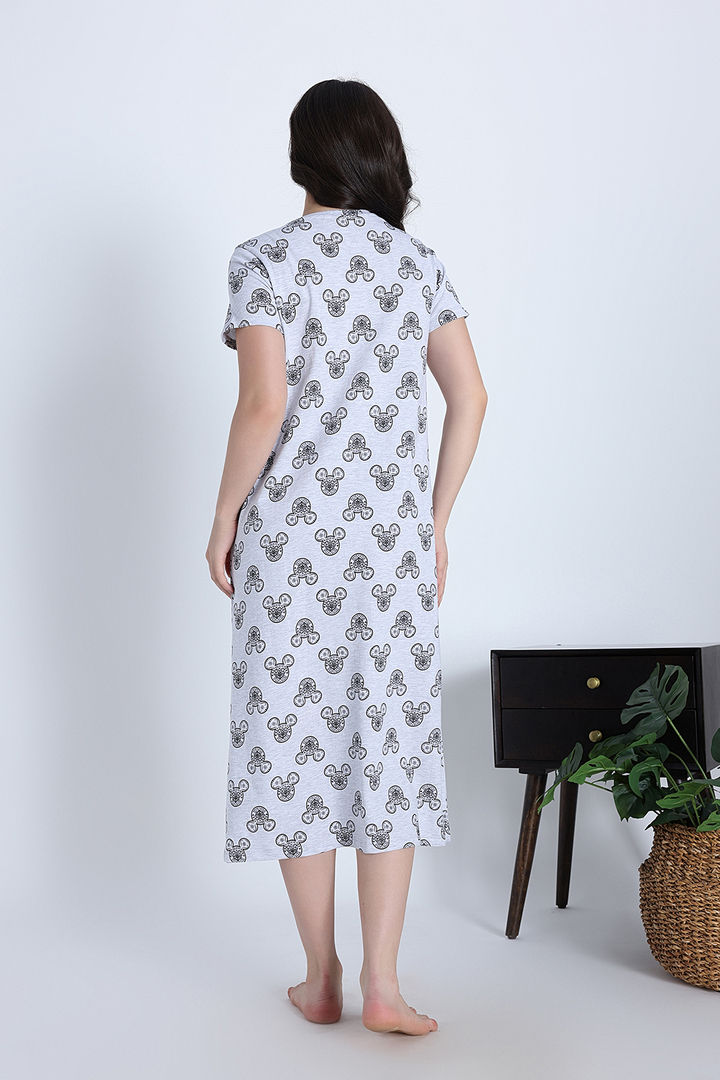 Zivame Mickey and Friends Knit Cotton Mid Length Nightwear - Bright White — image 5