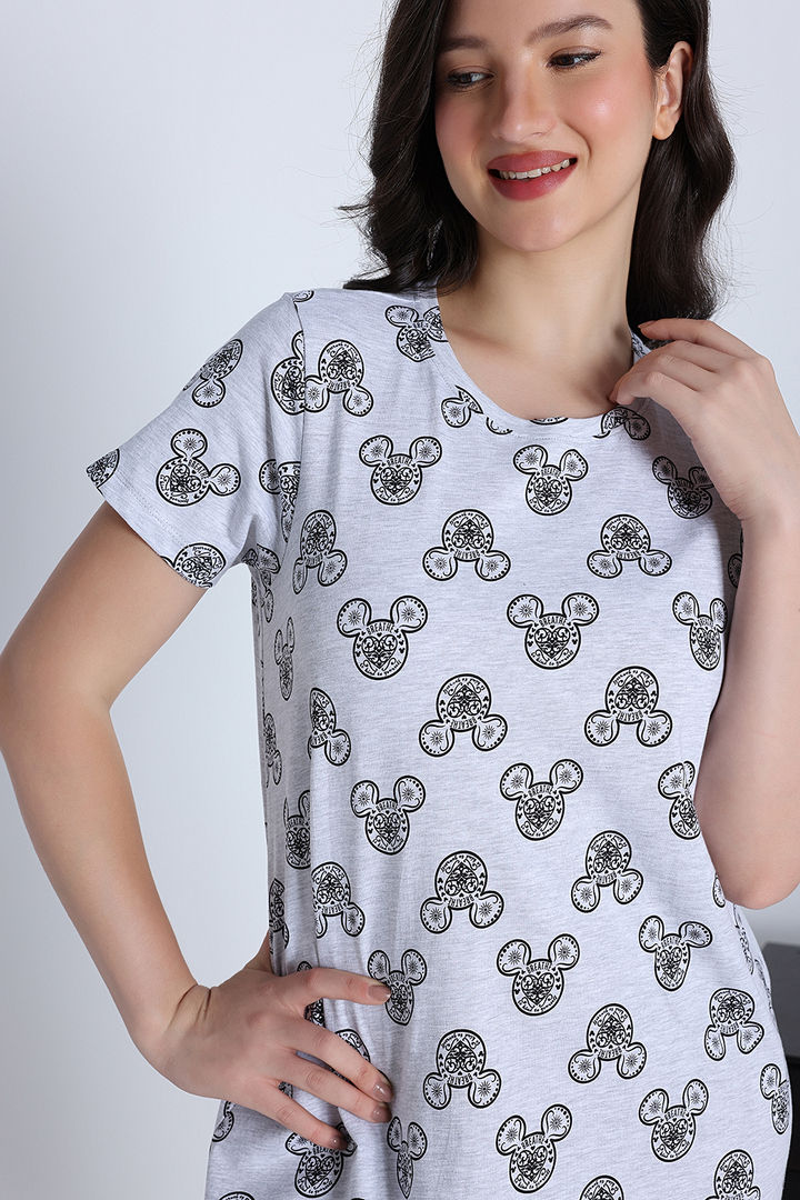 Zivame Mickey and Friends Knit Cotton Mid Length Nightwear - Bright White — image 6