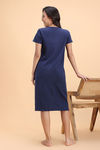 Zivame Knit Cotton Mid Length Nightwear - Naval Academy — thumbnail 4