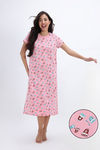 Zivame Farm Lore Knit Cotton Mid Length Nightwear - Peony Pink — thumbnail 1