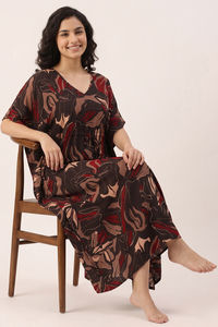Zivame Woven Loungewear Dress - Ganache — thumbnail 5