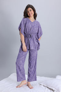 Zivame Woven Kaftan Loungewear Set - Thistle — thumbnail 2