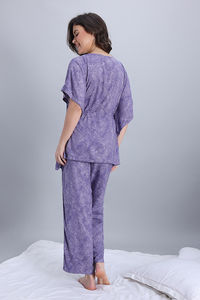 Zivame Woven Kaftan Loungewear Set - Thistle — thumbnail 4