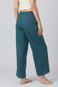 Zivame Mock Linen Woven Loungewear Bottom - Mediterranean — thumbnail 2