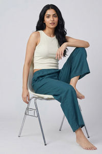 Zivame Mock Linen Woven Loungewear Bottom - Mediterranean — thumbnail 4