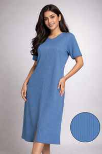 Zivame 2 Mile Fashion Knit Cotton Loungewear Dress - Riviera — thumbnail 2