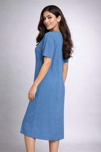 Zivame 2 Mile Fashion Knit Cotton Loungewear Dress - Riviera — thumbnail 3