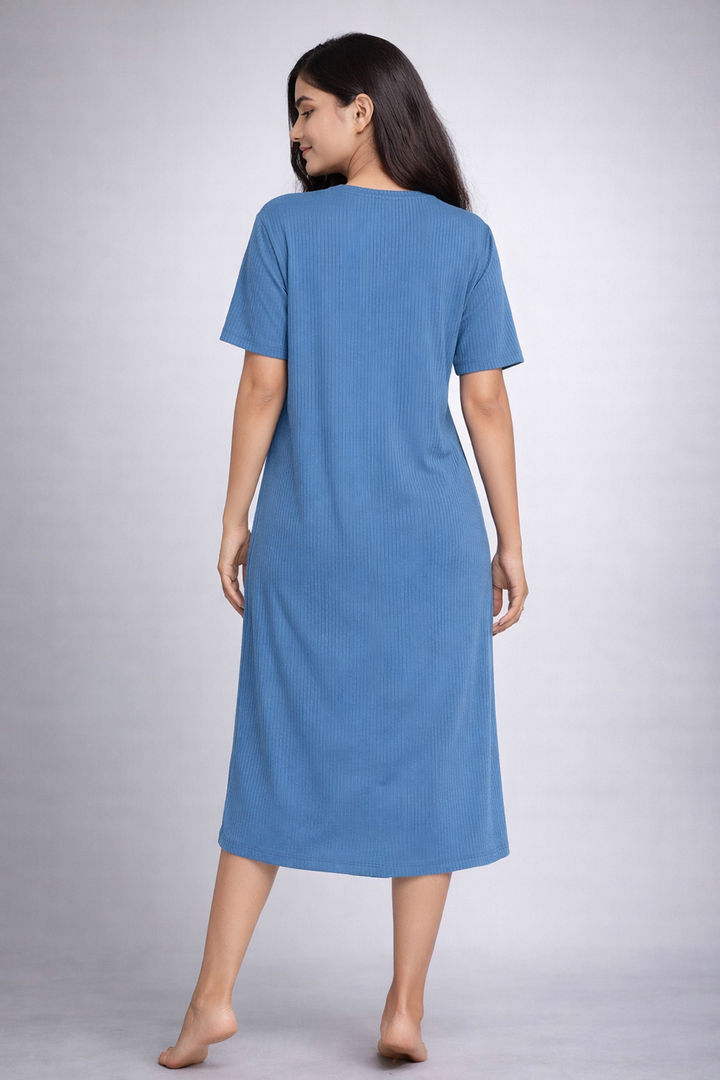 Zivame 2 Mile Fashion Knit Cotton Loungewear Dress - Riviera — image 4