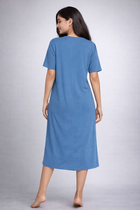Zivame 2 Mile Fashion Knit Cotton Loungewear Dress - Riviera — image 4