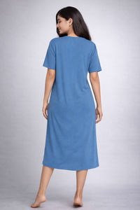 Zivame 2 Mile Fashion Knit Cotton Loungewear Dress - Riviera — thumbnail 4